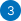 Blue circular badge with the number 3 in white on a black background